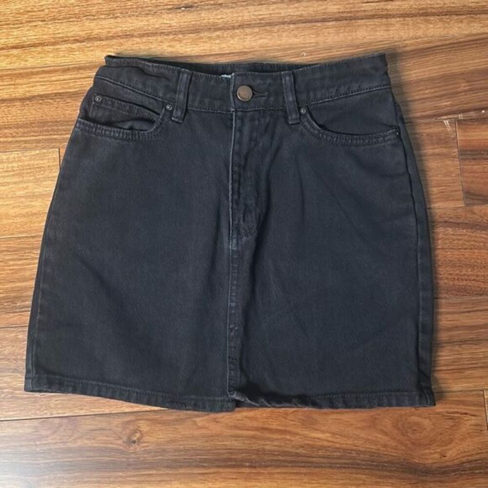 Billabong black magic Jean skirt cotton‎ mini skirt front slit grunge whimsygoth